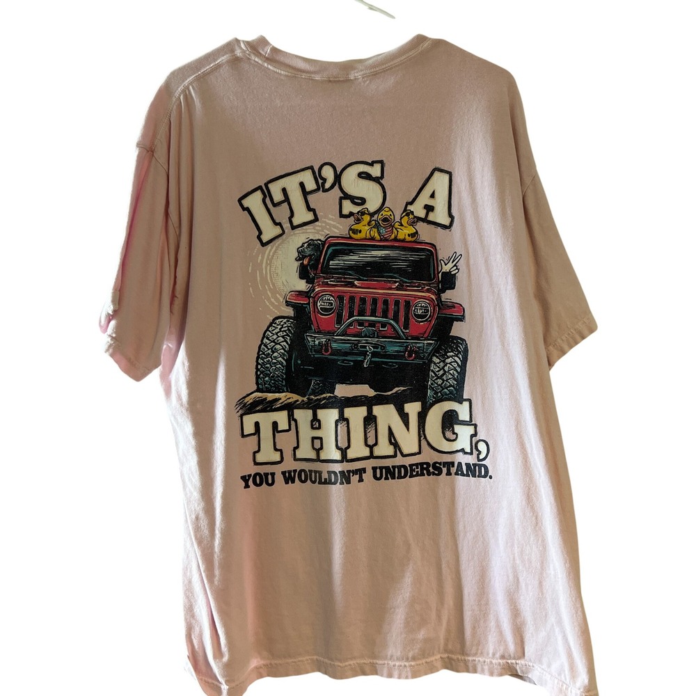 Comfort Colors Jeep Graphic T-Shirt Pink Heavyweight Cotton XL Its A Jeep Thing